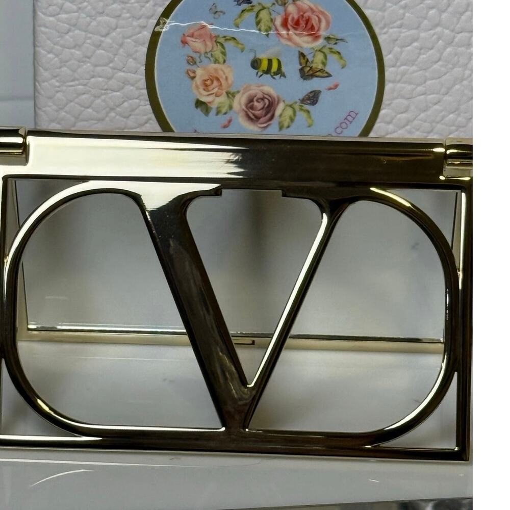 Valentino Gold Iconic V-Logo Compact Mirror - approx 4” x 2.5” - NEW no box
